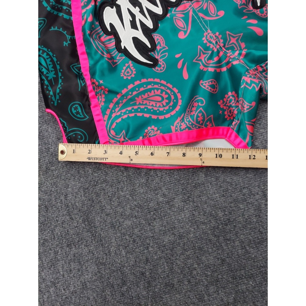 KILL CREW Fight Shorts Mens XL Teal Green Black Bandana Print Boxing Gym - Picture 6 of 12